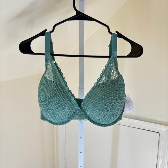 Auden NWT Women's Lace Push-Up Plunge Bra Tidal Flow Green 36DD - Picture 2 of 9